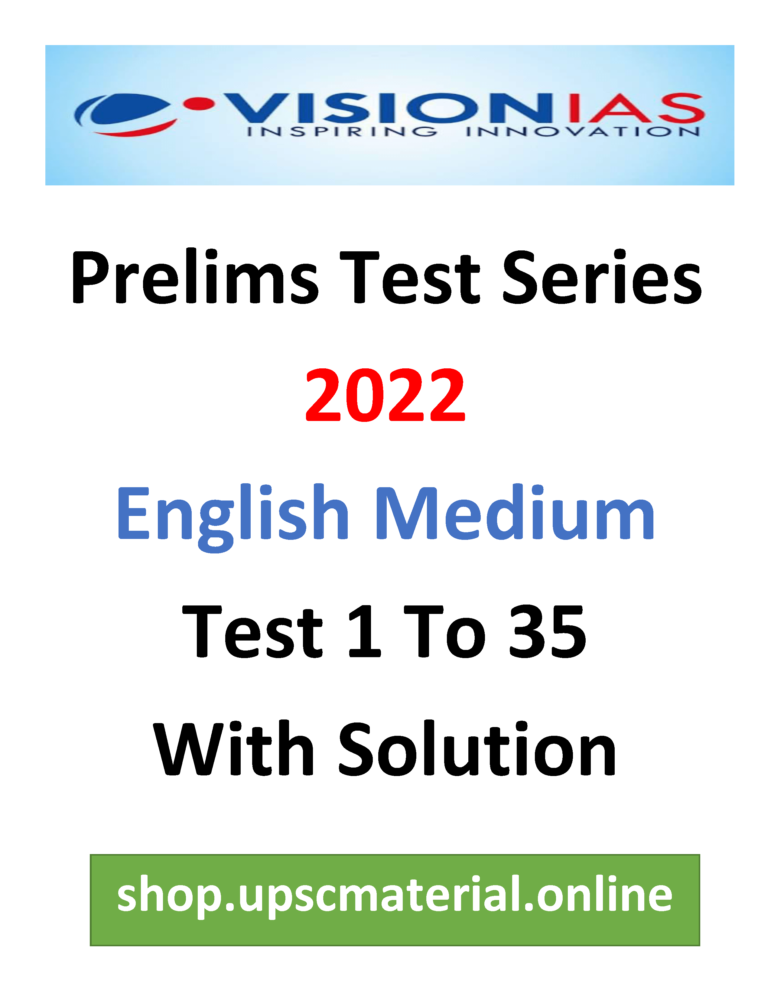 Vision Ias General Studies Prelims Test Series 01 to 35 English Medium 2022