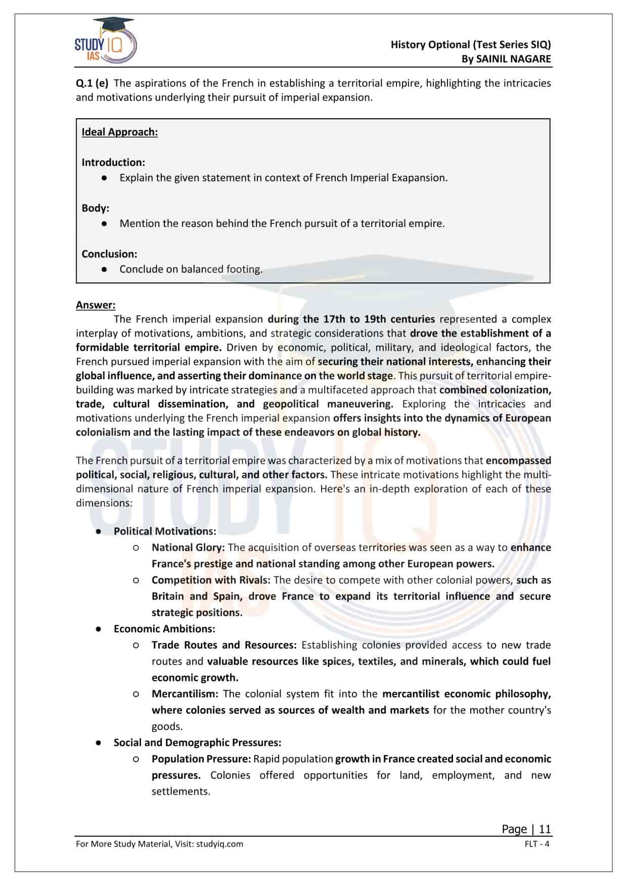 Study Iq Sample Notes Study IQ – History Optional Model Answers Test Series – 01 To 12 ...