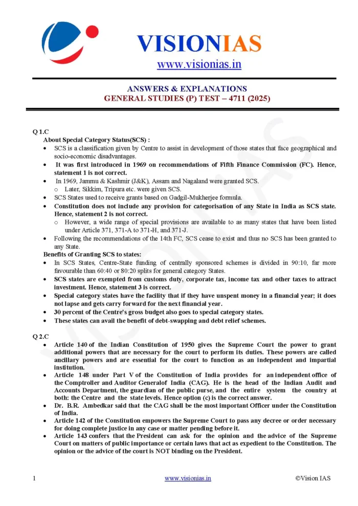 Vision IAS PT Test Series 2025 – Test 11 (4711) [B/W PRINTOUT ...