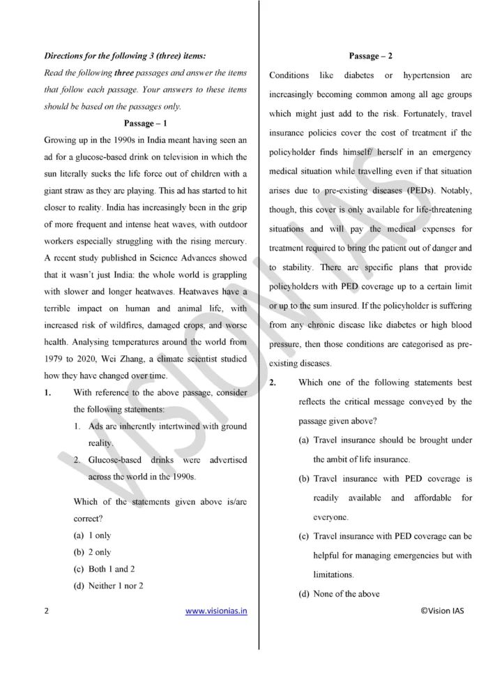 (Set) Vision IAS PT CSAT Test Series 2025 – Test 1 (4736) to 5 (4740 ...