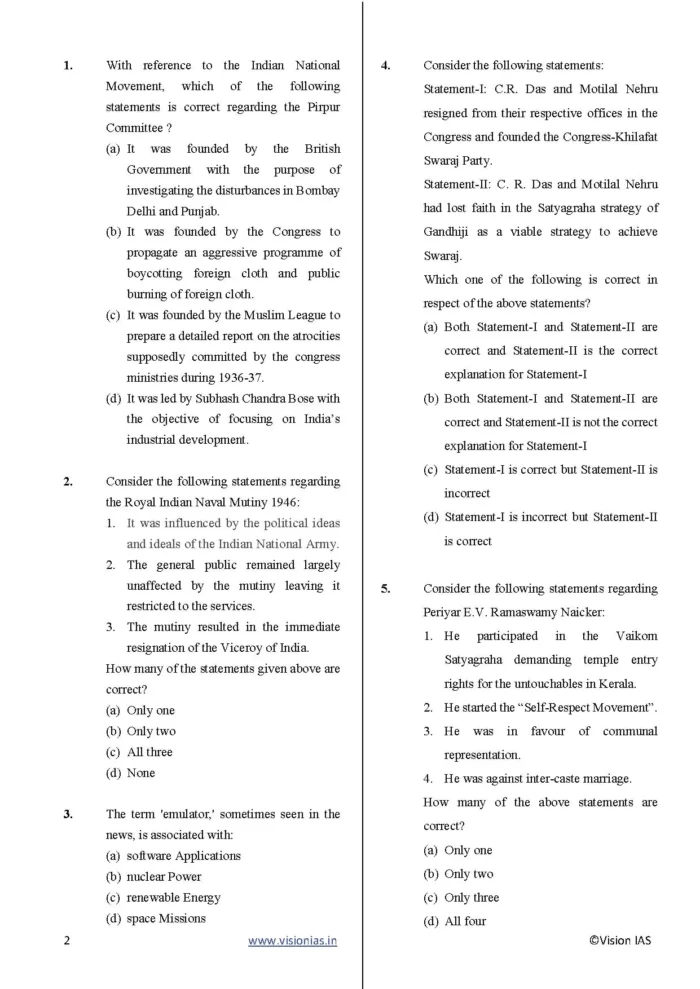 Vision IAS PT Test Series 2025 – Test 14 (4714) [B/W PRINTOUT ...