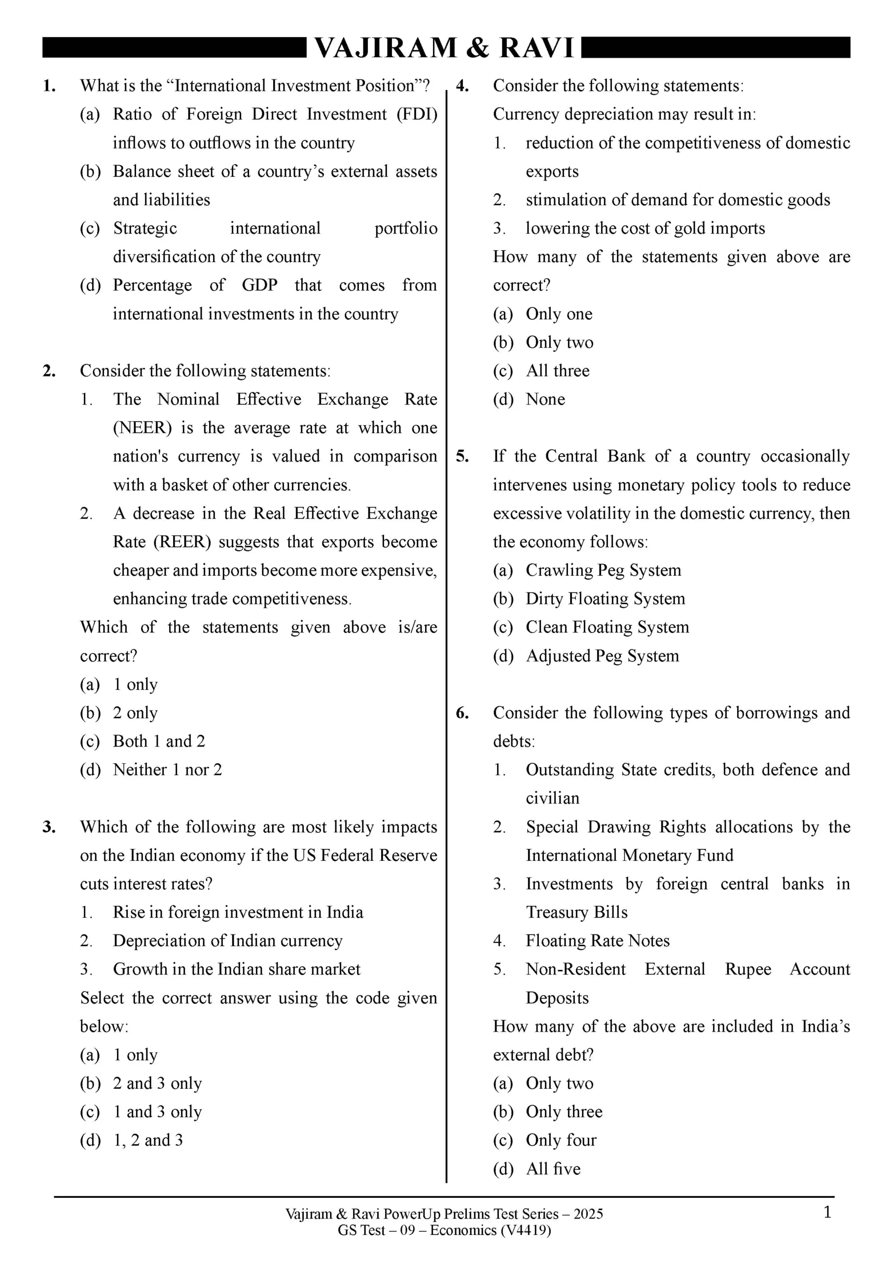 Vajiram & Ravi PowerUP Prelims 2025 Test 9 (V4419) English Medium {B/W Printout} - Image 2