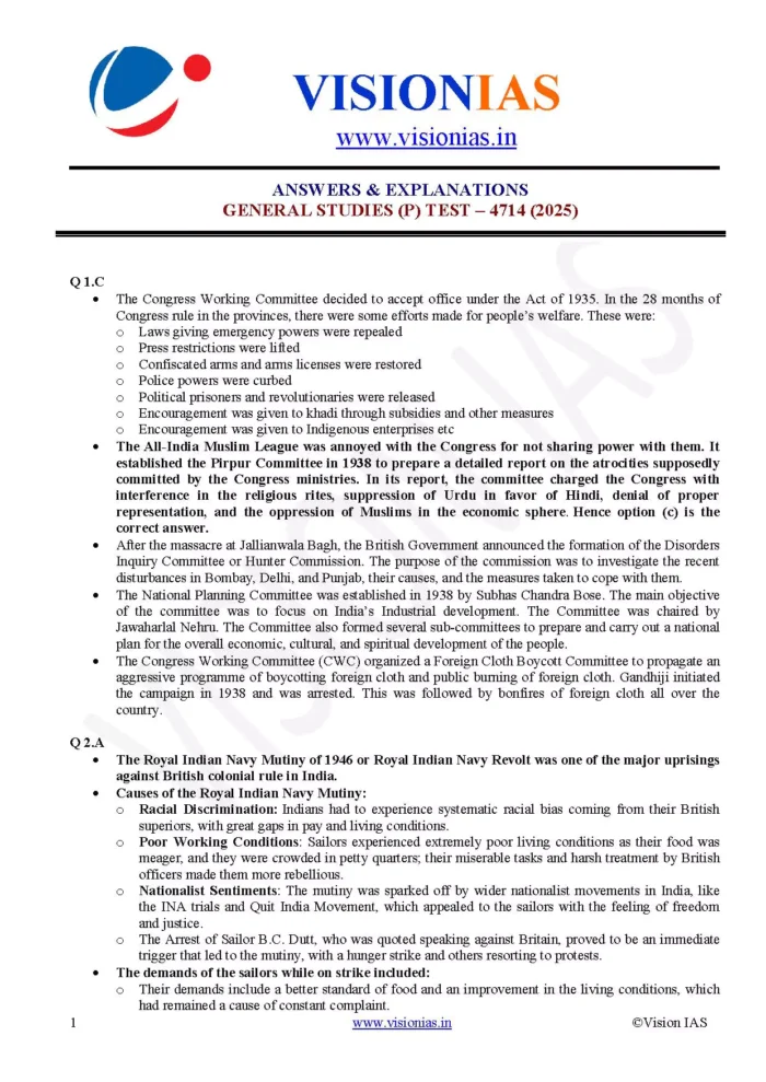 Vision IAS PT Test Series 2025 – Test 14 (4714) [B/W PRINTOUT ...