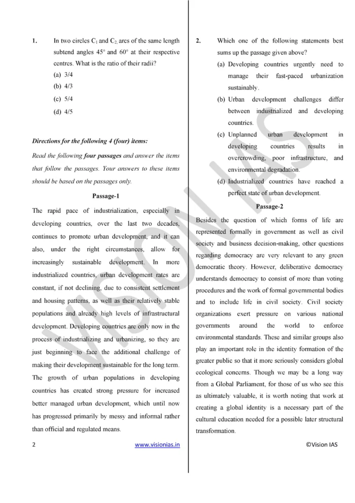 (Set) Vision IAS PT CSAT Test Series 2025 – Test 6 (4741) to 10 (4745 ...