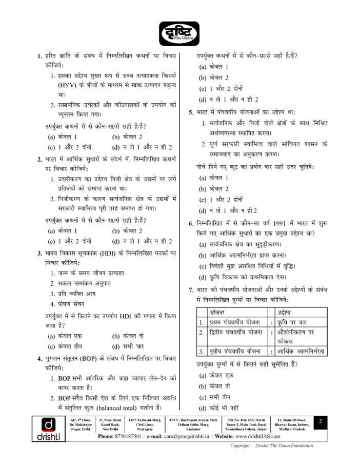 (Set) Drishti IAS PT Test Series 2025 – Test 1 (2501) to 5 (2505 ...