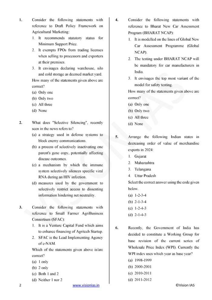 Vision IAS PT Test Series 2025 – Test 22 (4722) [B/W PRINTOUT ...