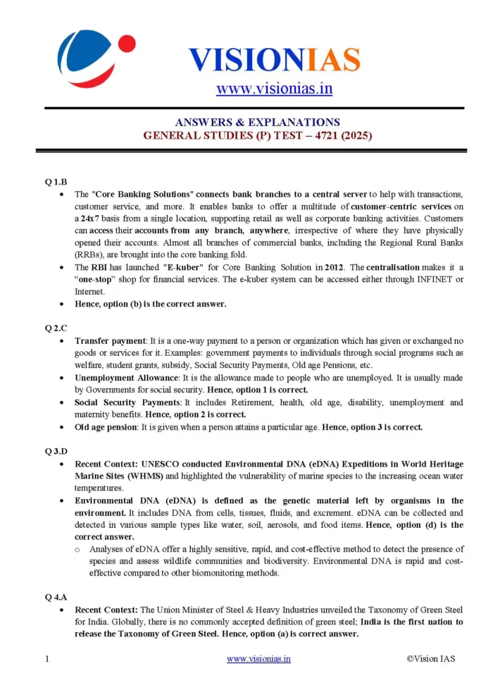 Vision IAS PT Test Series 2025 – Test 21 (4721) [B/W PRINTOUT ...