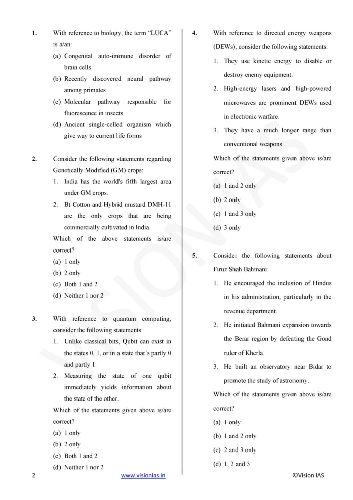 Vision IAS PT Test Series 2025 – Test 25 (4725) [B/W PRINTOUT ...
