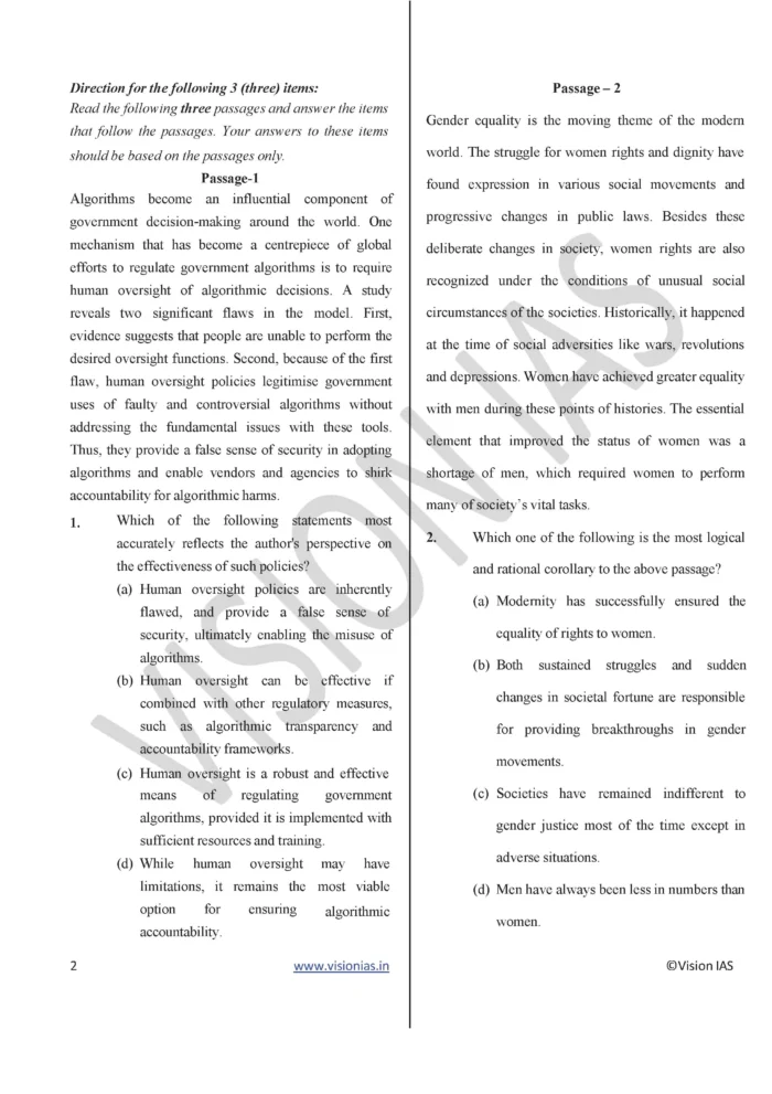 (Set) Vision IAS PT CSAT Test Series 2025 – Test 11 (4746) to 15 (4750 ...