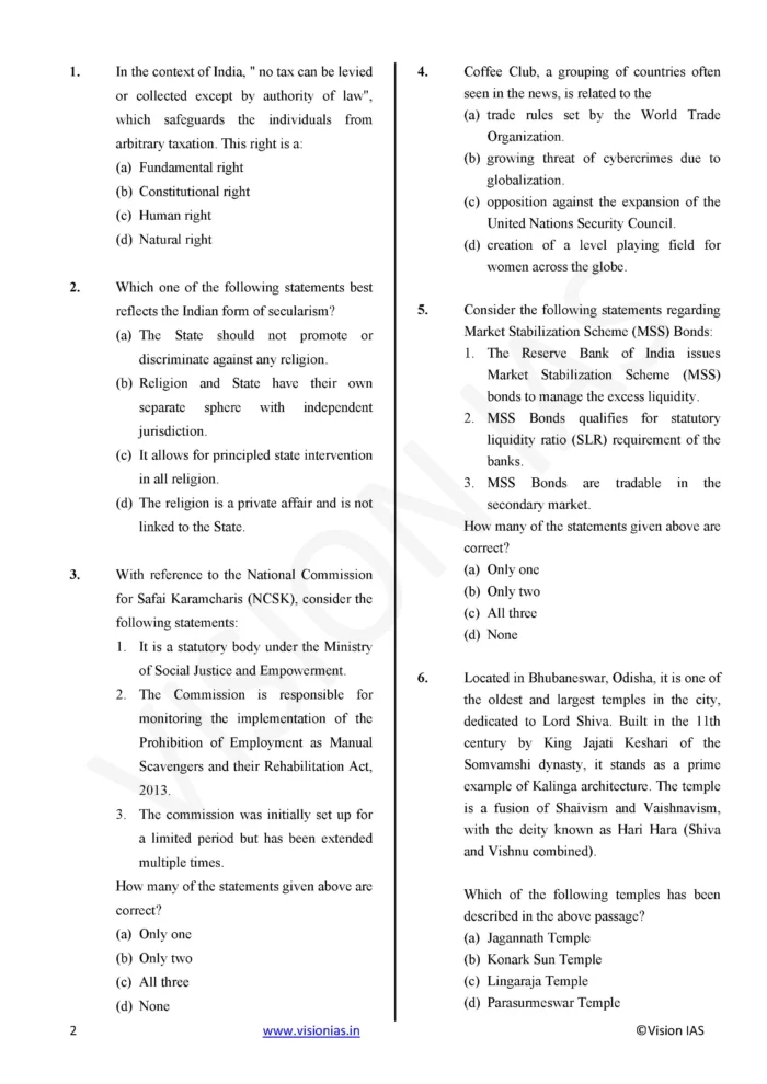Vision IAS PT Test Series 2025 – Test 27 (4727) [B/W PRINTOUT ...