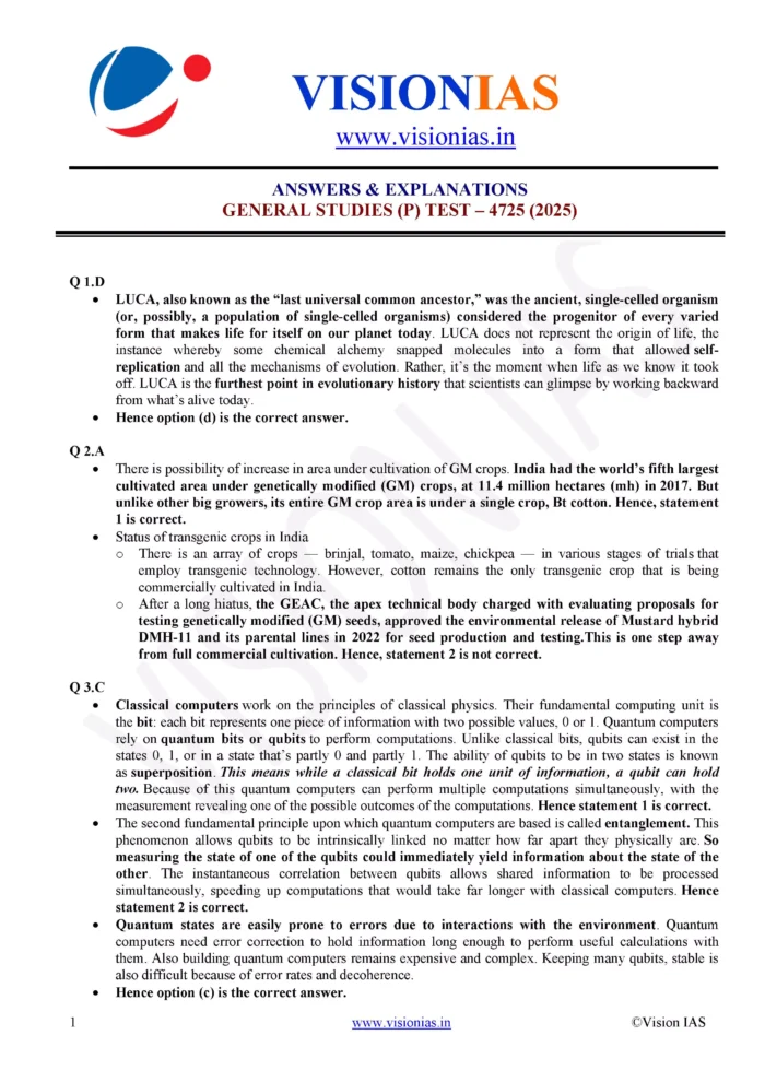Vision IAS PT Test Series 2025 – Test 25 (4725) [B/W PRINTOUT ...