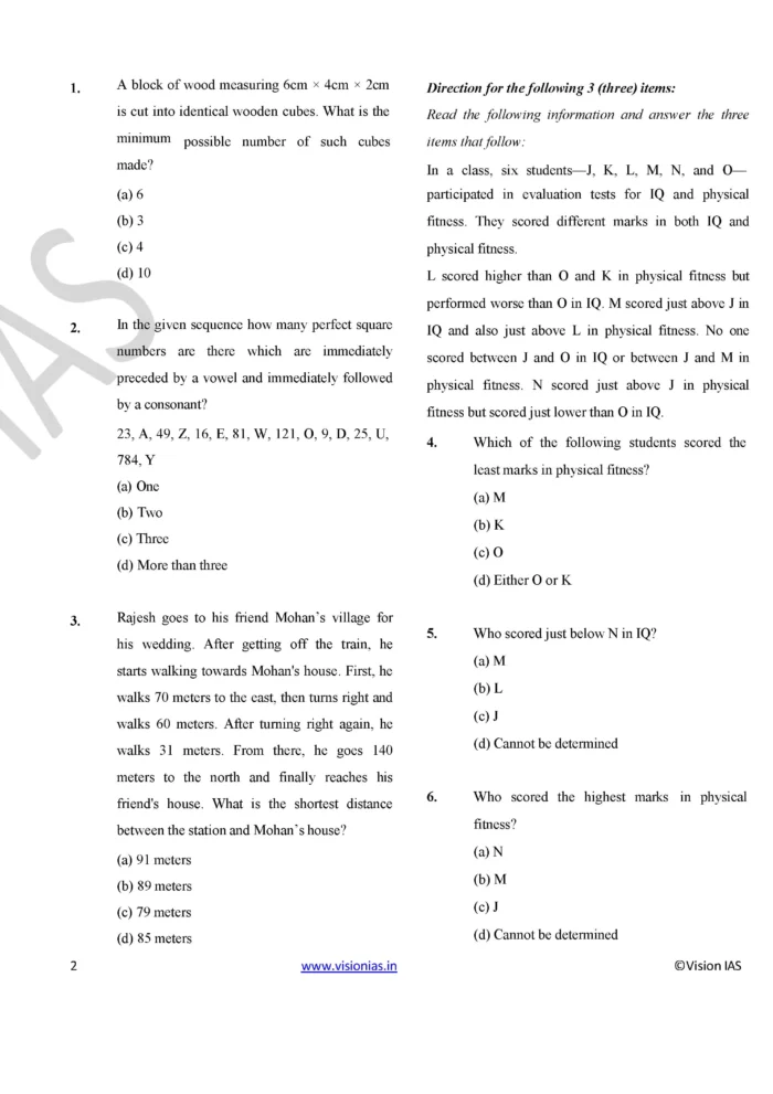 (Set) Vision IAS PT CSAT Test Series 2025 – Test 11 (4746) to 15 (4750 ...