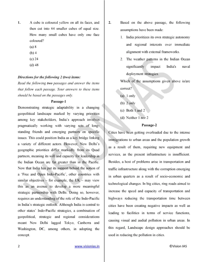 (Set) Vision IAS PT CSAT Test Series 2025 – Test 1 (4736) to 25 (5338 ...