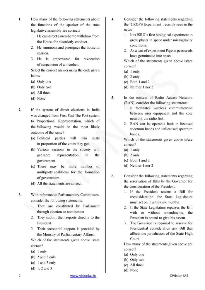 (Set) Vision IAS PT Test Series 2026 – Test 1 (6310) To Test 5 (6315 ...
