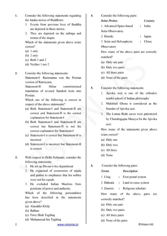 (Set) Vision IAS PT Test Series 2026 – Test 1 (6310) To Test 5 (6315 ...