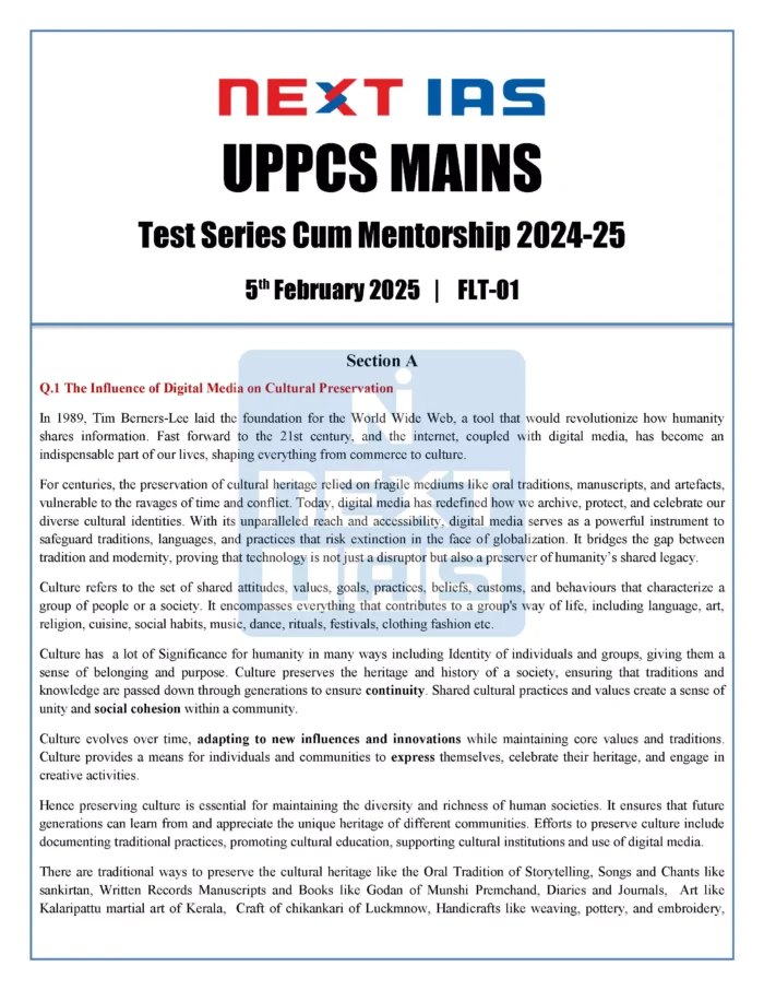 Next IAS UPPSC Mains 2025 Full Length Tests 1 To 7 – Eng Medium – Xerox ...