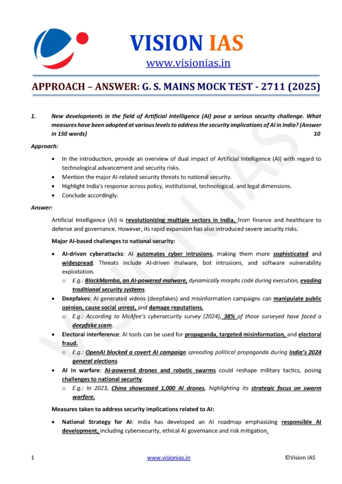Vision IAS – General Studies – Mains Answerwritting Test Series 2025 ...