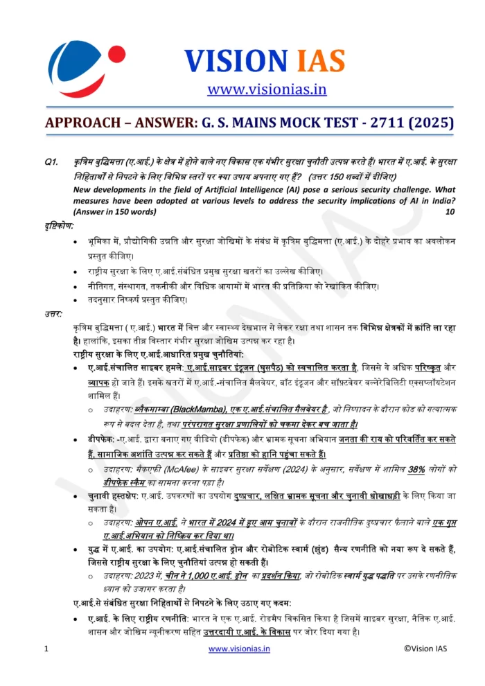 Vision IAS – General Studies – Mains Answerwritting Test Series 2025 ...
