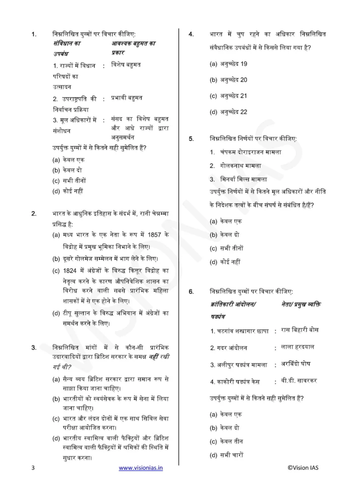 Vision IAS All India Prelims Tests 1 To 15 – (6310 To 6324) – Hindi ...