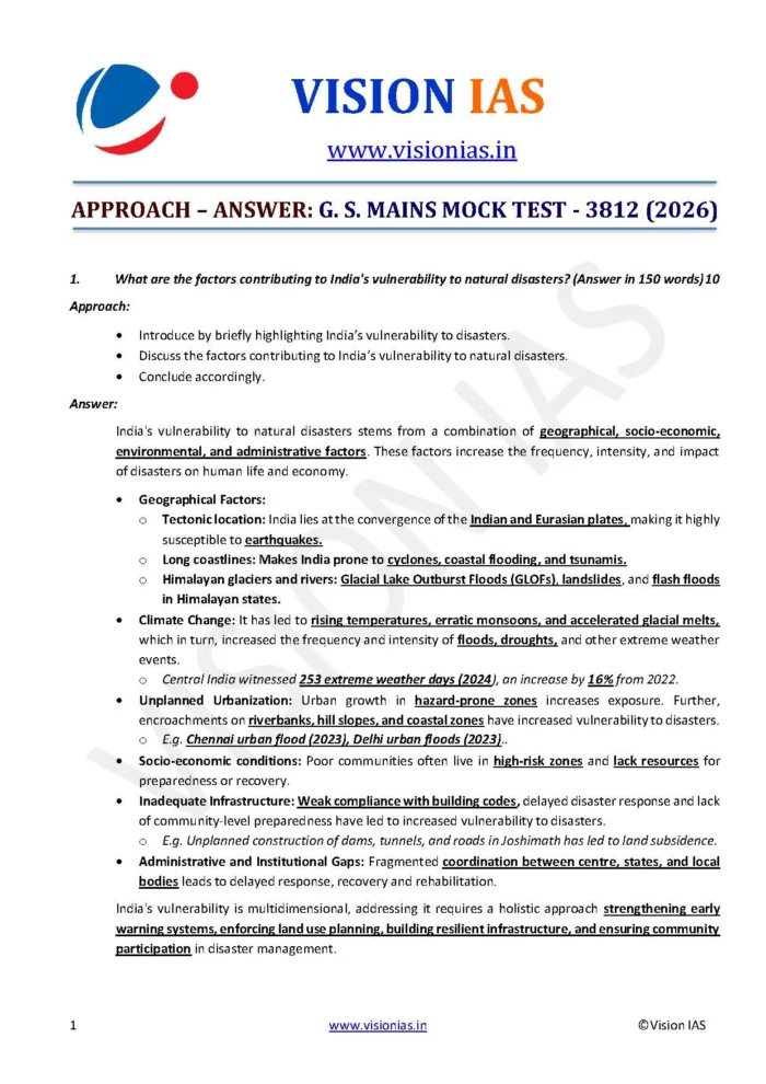 Vision IAS Mains Test Series 2026 Test 6 (3812) To 10 (3816) – English ...