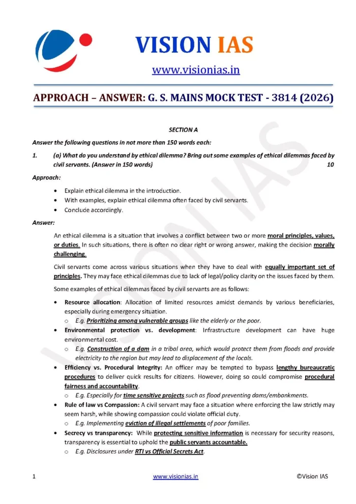 Vision IAS Mains Test Series 2026 Test 6 (3812) To 10 (3816) – English ...