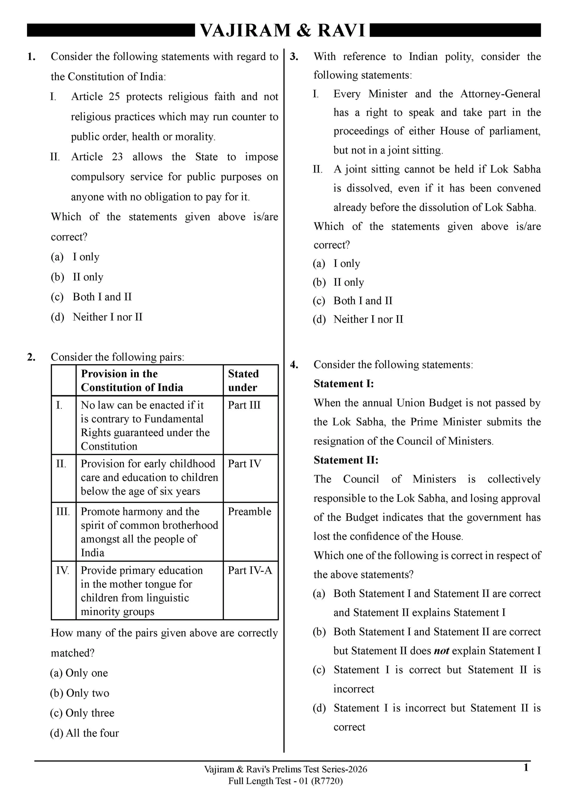 Vajiram & Ravi Prelims 2026 Test 20 (V7720) – English Medium - Image 2