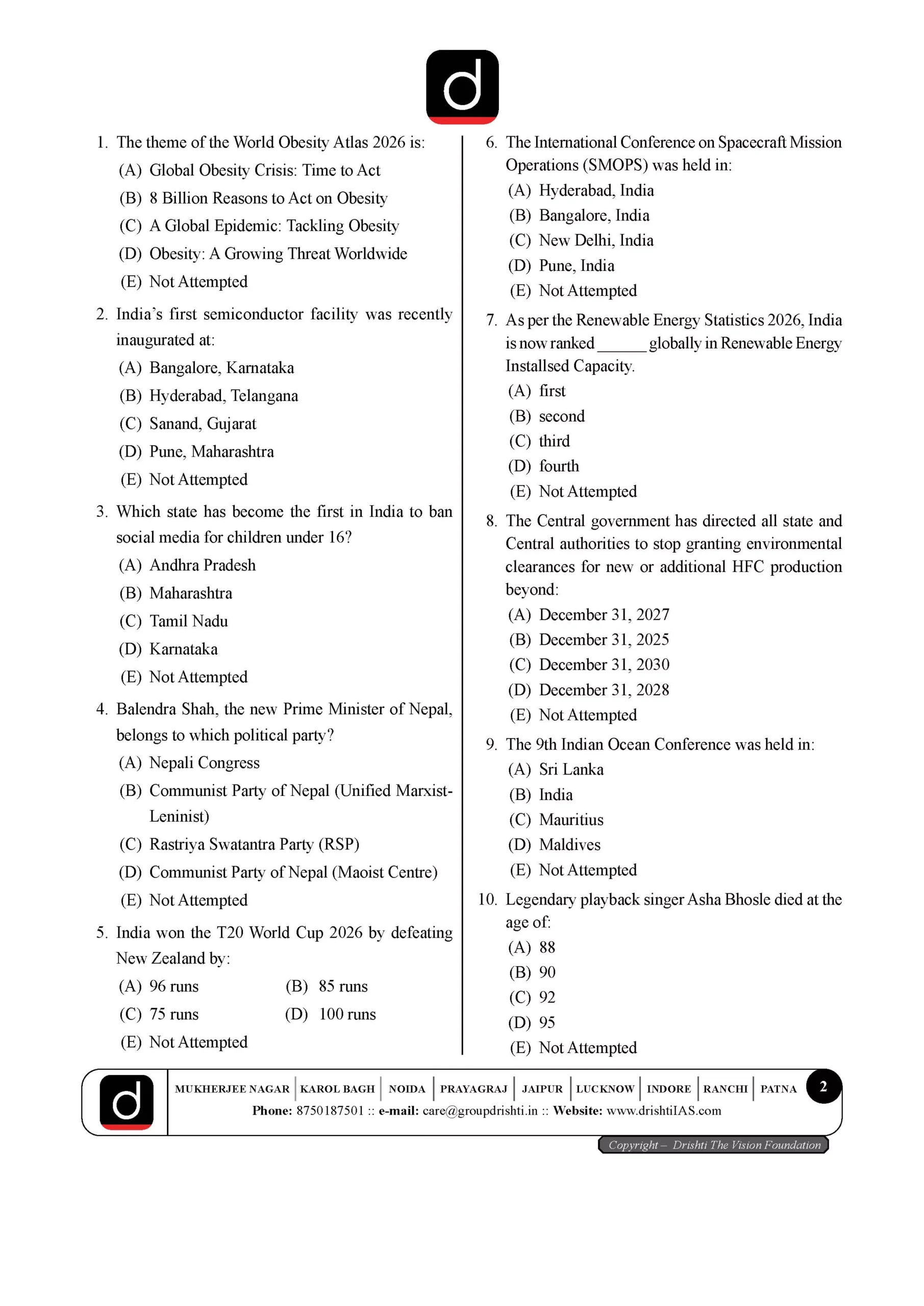 DRISHTI IAS 72 BPSC PRELIMS TEST SERIES TEST 6 TO 10 HINDI/ENG - Image 4