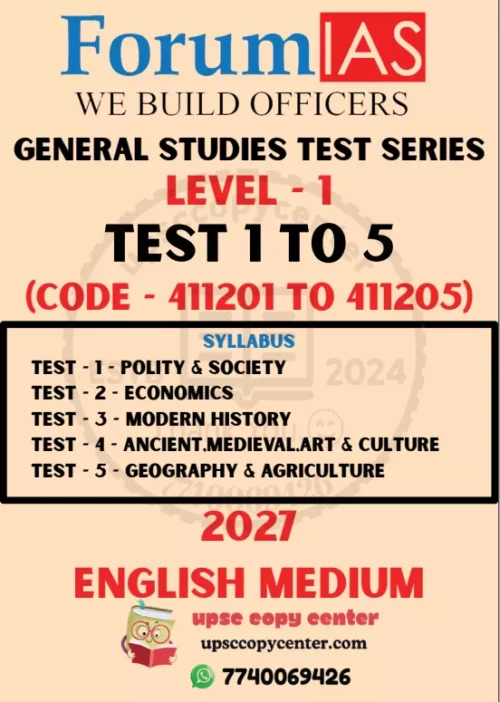 (Set) Forum IAS PT Test Series 2027 Level – 1 – Test 1 (311201) To Test 5 (411205) – Eng Medium – Xerox